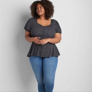 Floral Button-Front Peplum Top